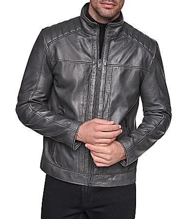 Burchell Aged Lamb Racer Jacket by Andrew Marc