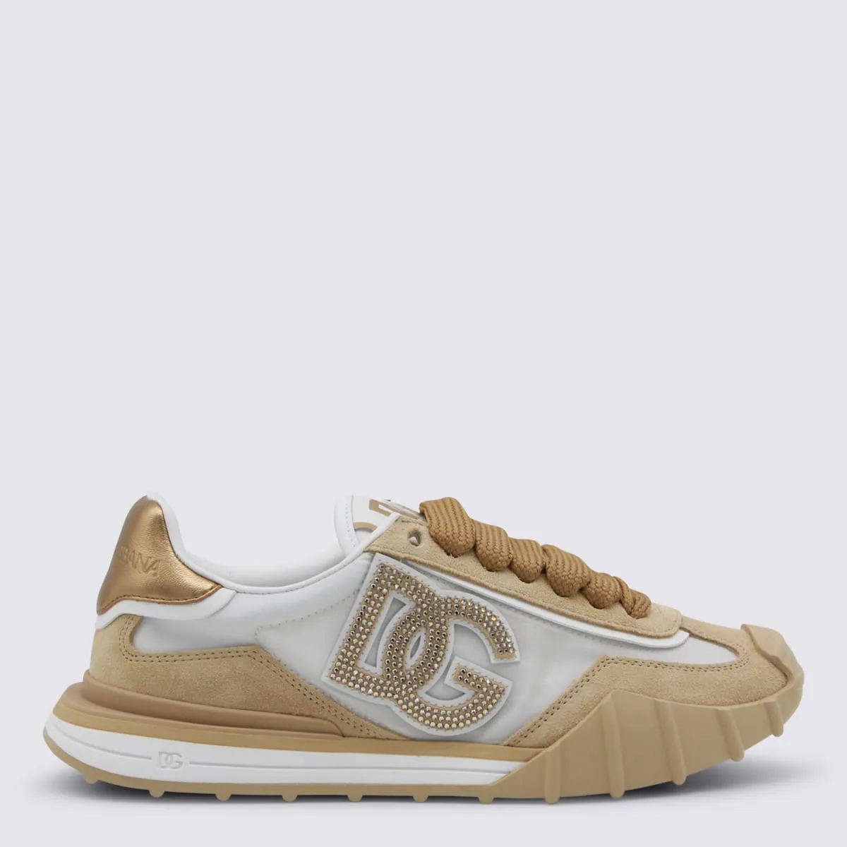 White And Beige Dg Athletic Sneakers