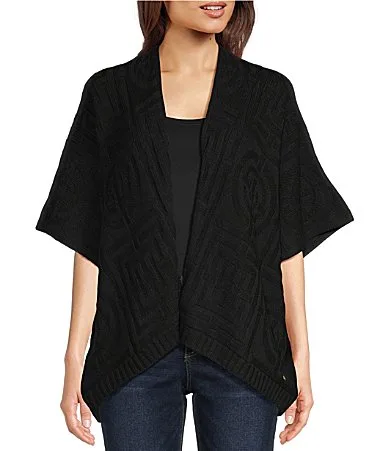 Luxe Infinity Jacquard Knit Short Sleeve Ruana Bolero by Natori
