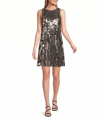 Mac Duggal Beaded Georgette Sleeveless A-Line Mini Dress by M.A.C.