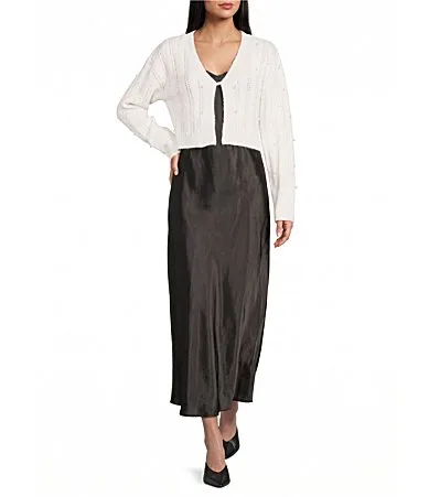 Cardigan Sleeveless Slip Dress 2-Piece Set by Midnight Doll
