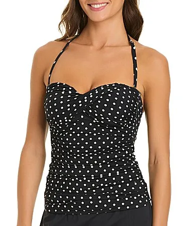 Spot on Dotted Sweetheart Twist Front Bandini Swim Top by Bleu Rod Beattie