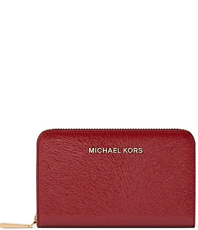 Jet Set Small Patent Hair Embossed Zip Around Card Case by MICHAEL Michael Kors