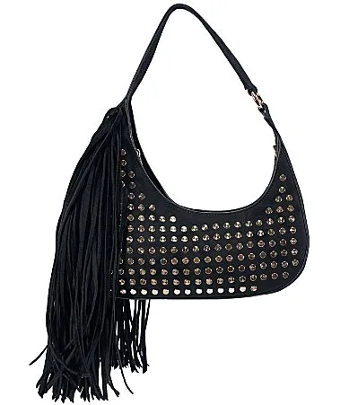 Deanna Studded Side Fringe Shoulder Bag by Azalea Wang