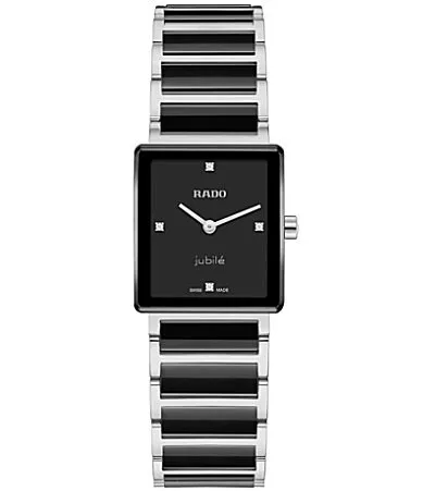 Integral Diamonds Quartz Analog Silver Two Tone Ceramic and Stainless Steel Bracelet Watch by Rado