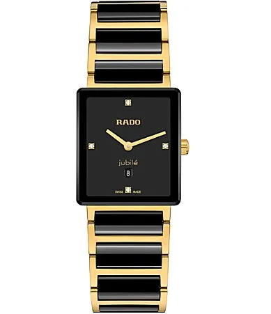 Integral Diamonds Quartz Analog Gold Two Tone Stainless Steel Bracelet Watch by Rado