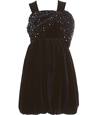 Kirrily Sleeveless Sequin-Embellished-Bow-Accented Velour Dress by Bardot
