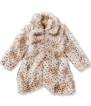 Lea Long-Sleeve Animal-Printed Faux-Fur Coat by Bardot