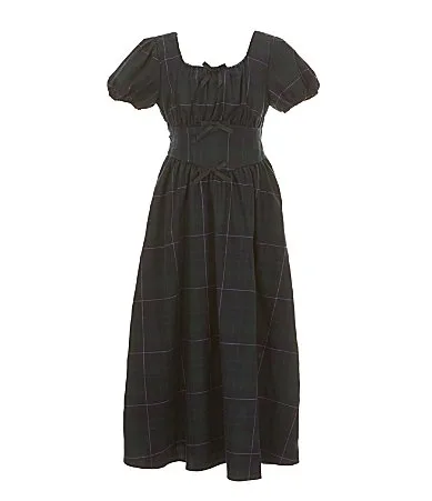 Short Sleeve Plaid Twill Dress by Allison & Kelly