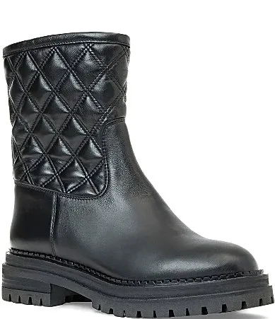 Zema Waterproof Leather Quilted Stitch Moto Booties by Aquatalia