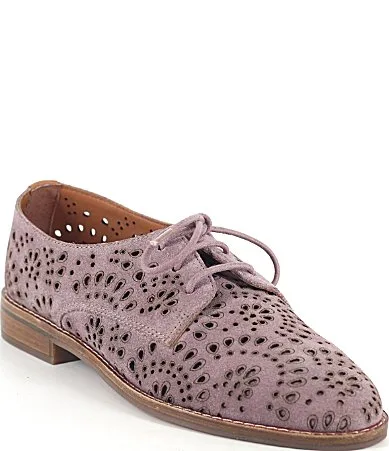 Aronson Laser Cut Perforation Suede Oxfords by Gentle Souls