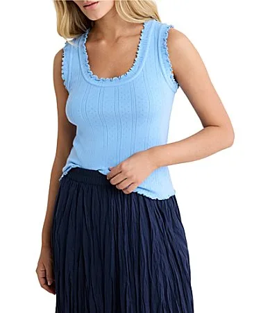 Elle Pointelle Rib Scoop Neck Sleeveless Tank by NIC + ZOE