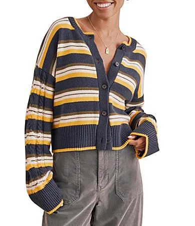 Sonoma Stripe Button Front Long Sleeve Cardigan by Splendid