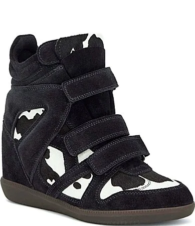 Tempest Suede Pony Print Hidden Wedge Sneaker Booties by Azalea Wang