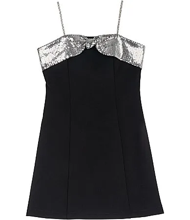 Sleeveless Sequin-Embellished Bodice Crepe Dress by Juliettenyc