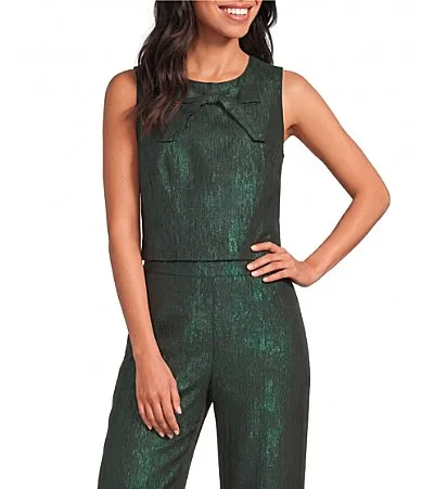 Bow Front Scoop Neck Sleeveless Coordinating Top by A Loves a