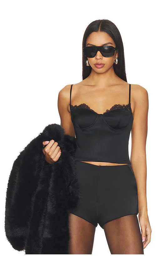 Nila Cutaway Lace Seamed Corset Top by Alice + Olivia