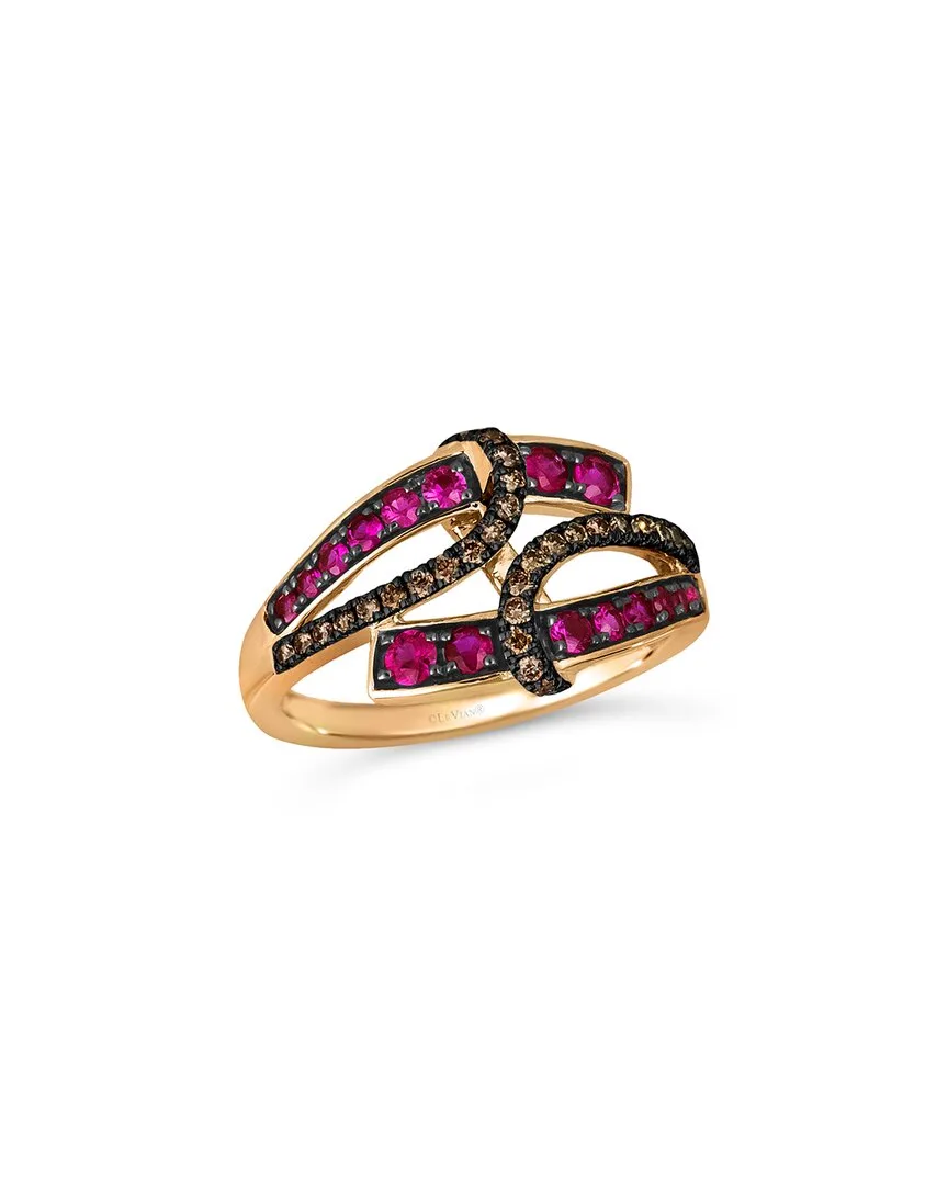 14K Rose Gold 0.69 ct. tw. Diamond & Pink Sapphire Cocktail Ring by Le Vian