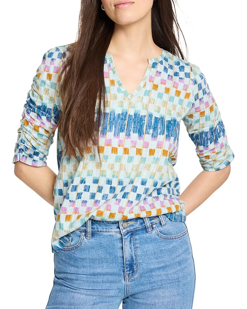 Painted Blocks Ruched Sleeve T-Shirt by Nic+Zoe