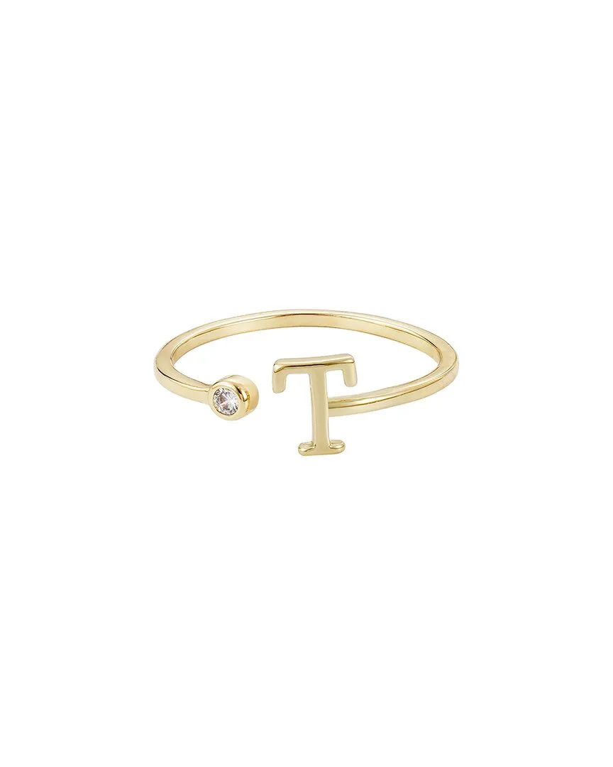 14K Plated Crystal Adjustable Initial Ring by Adornia