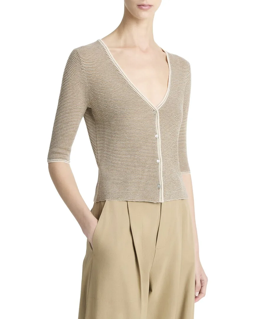 Microstripe Cardigan by Vince