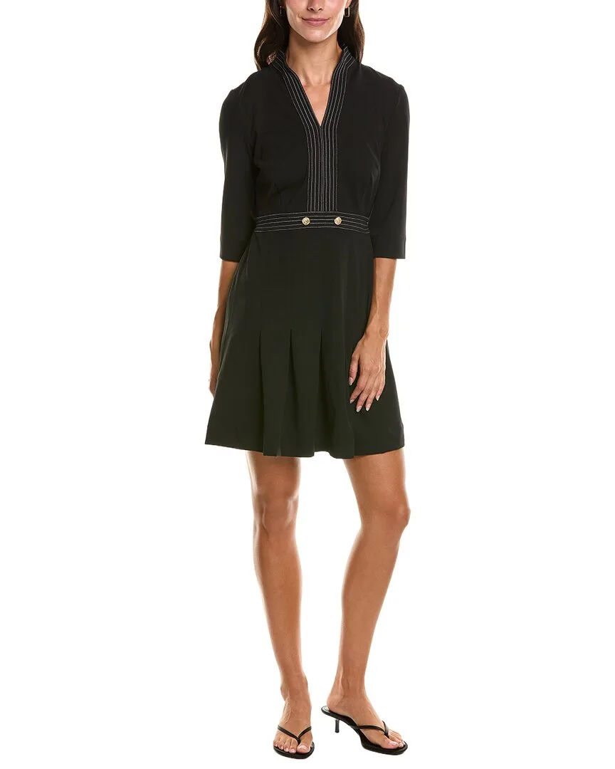 Pleated Deco Crepe A-Line Dress by Ming Wang