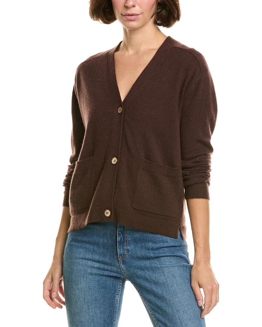 V-Neck 100% Cashmere Cardigan by Incashmere