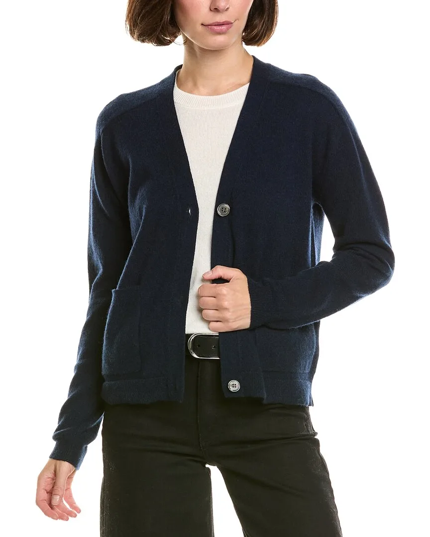 V-Neck 100% Cashmere Cardigan by Incashmere