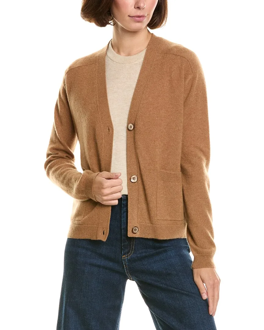 V-Neck 100% Cashmere Cardigan by Incashmere