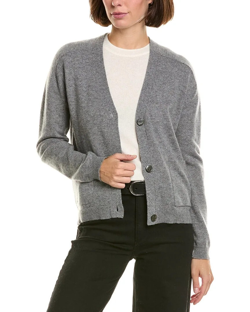 V-Neck 100% Cashmere Cardigan by Incashmere
