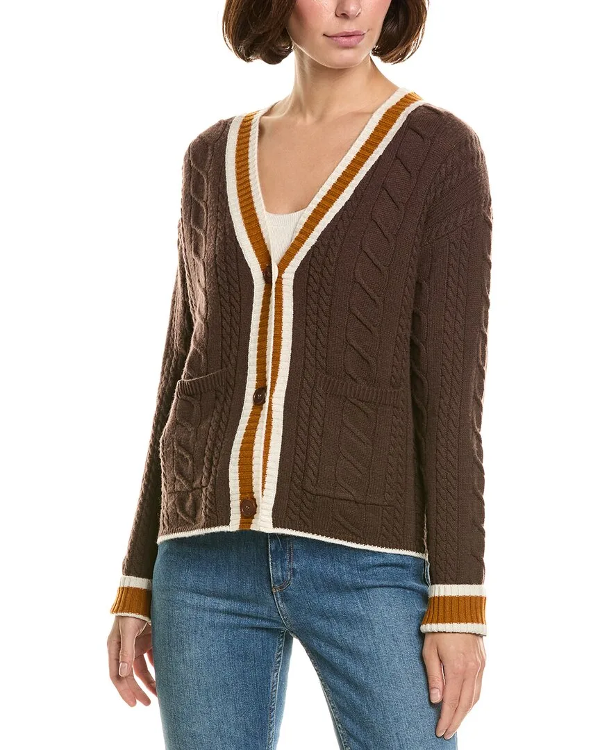 Wool & Cashmere-Blend Cable Cardigan by Incashmere