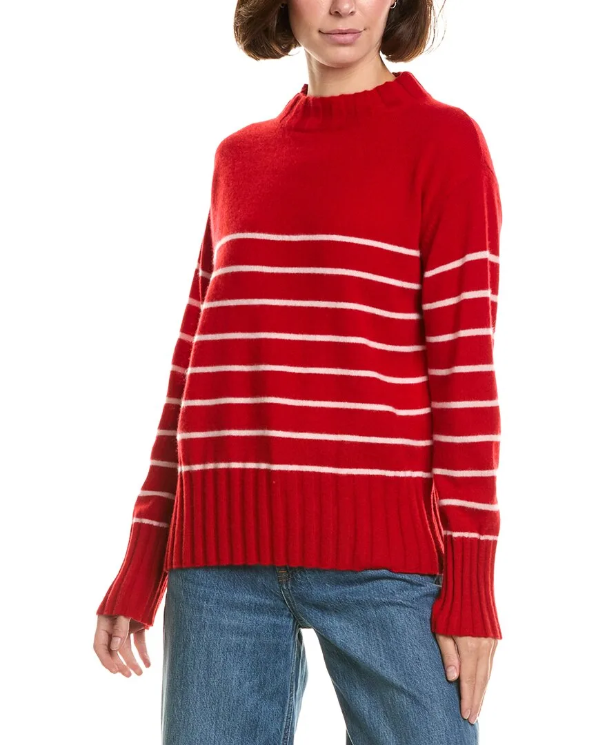 Crewneck Striped 100% Cashmere Pullover by Incashmere