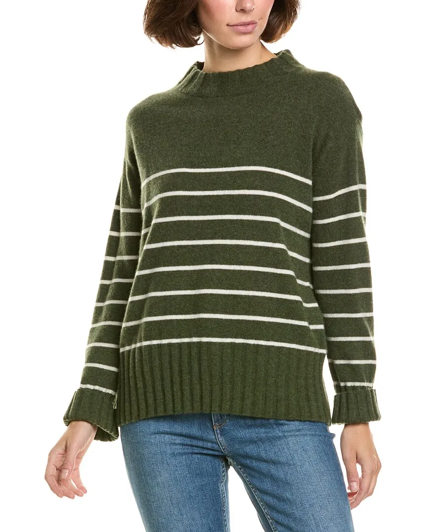 Crewneck Striped 100% Cashmere Pullover by Incashmere