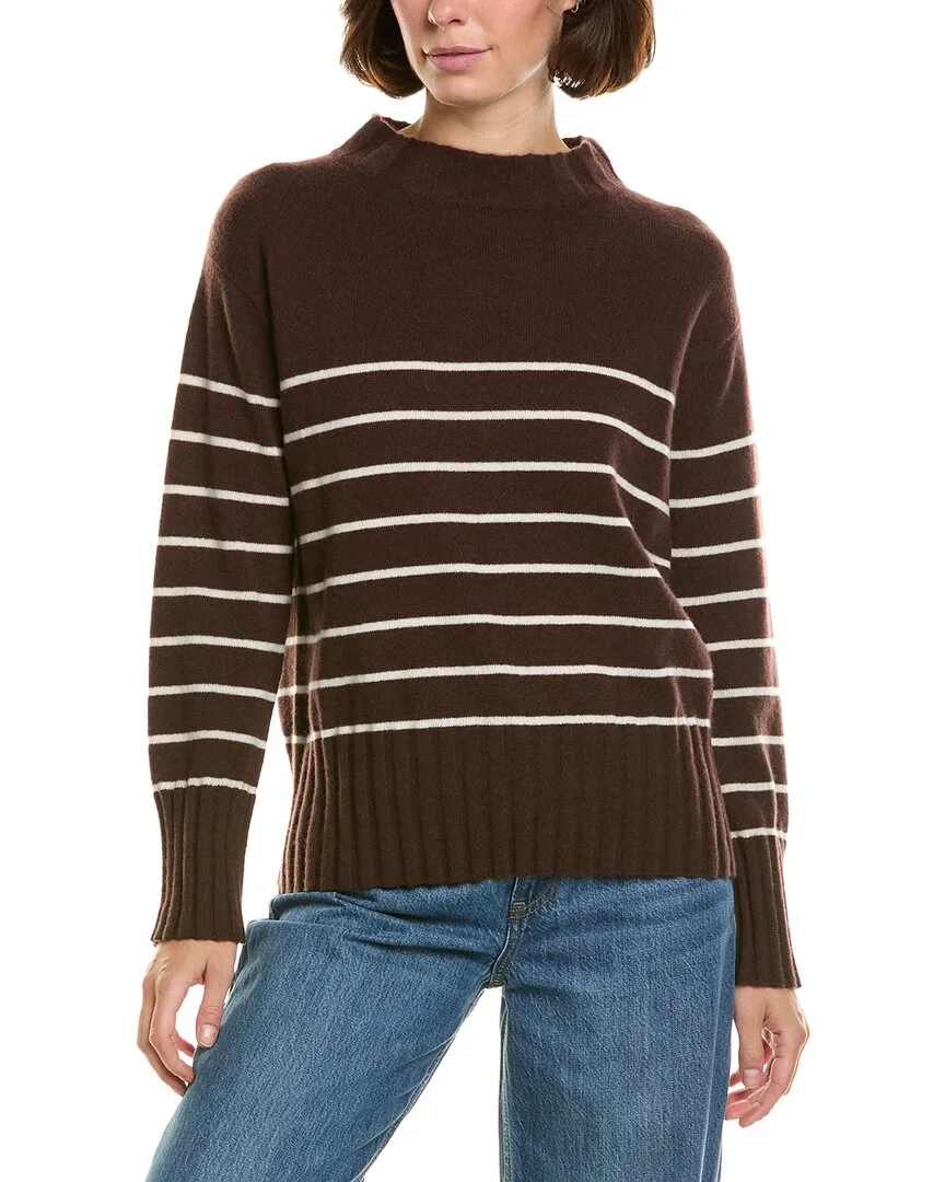 Crewneck Striped 100% Cashmere Pullover by Incashmere