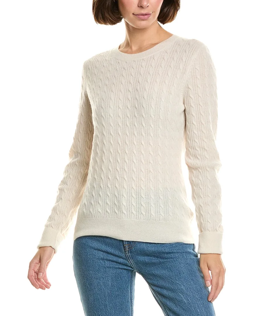 Long Sleeve Allover Cable 100% Cashmere Pullover by Incashmere