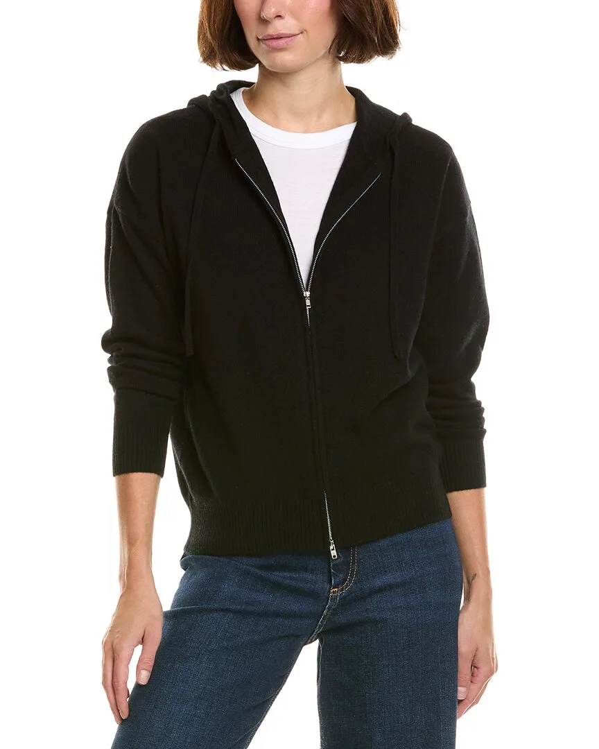Zip Front Hooded 100% Cashmere Cardigan by Incashmere