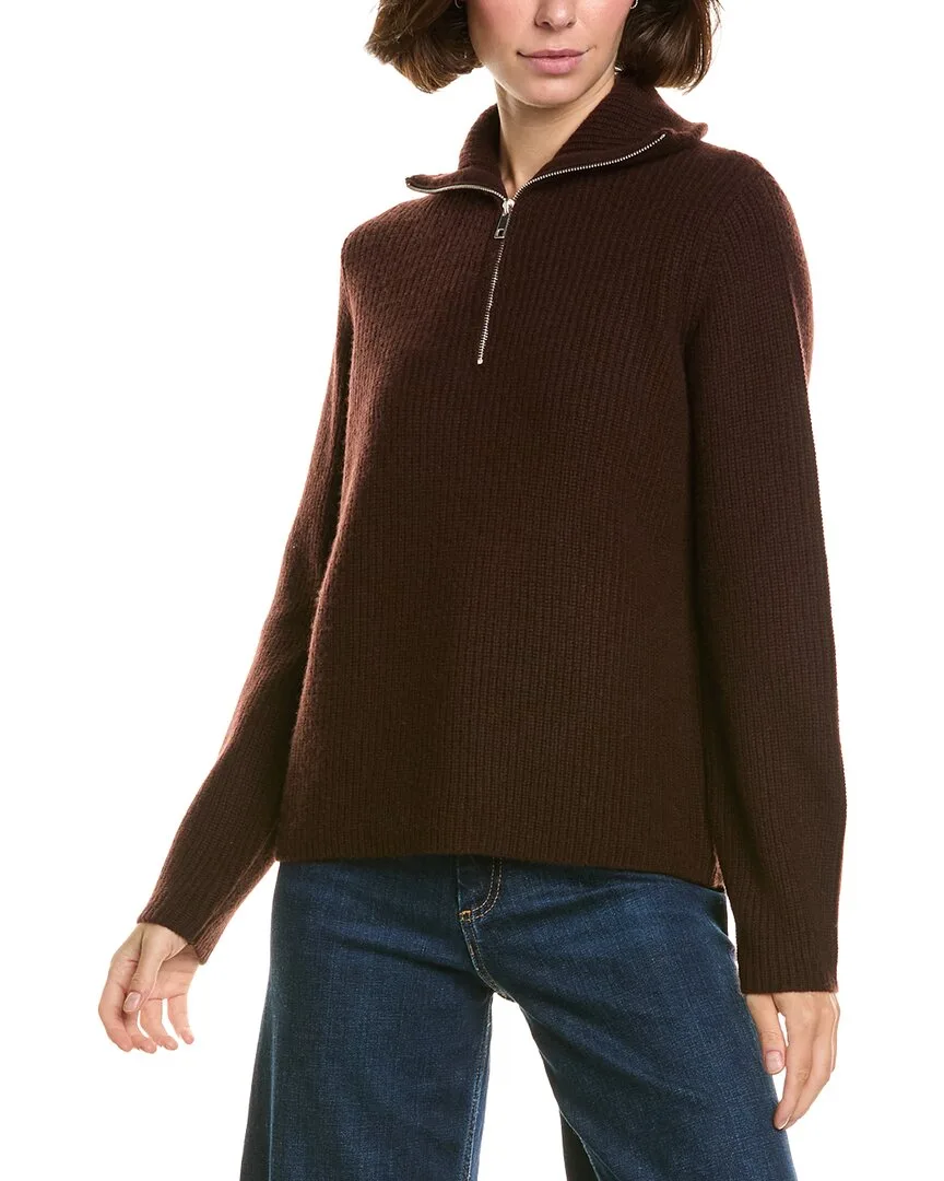 Zip Polo Box Stitch Wool & Cashmere-Blend Pullover by Incashmere