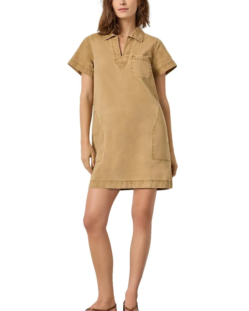 Twill Split Neck Collared Dress by Lilla P