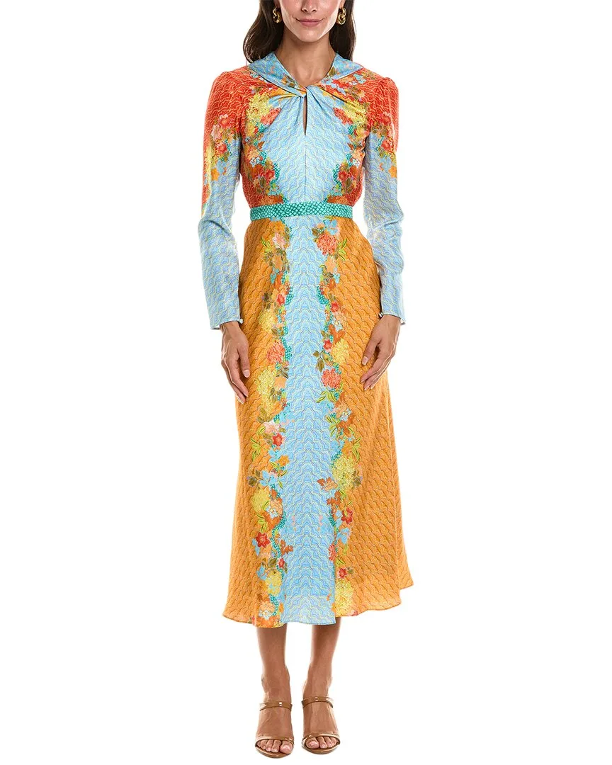 Claudia Crackle Stamped Silk Mini Dress by Saloni