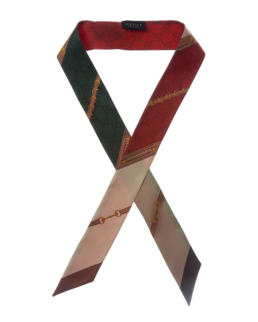 Heritage Print Silk Neck Bow by Gucci