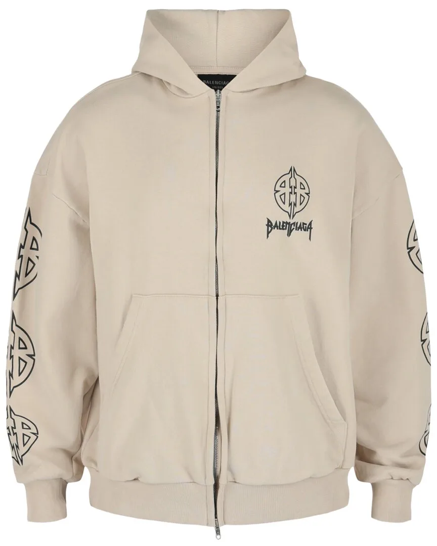 Metal Bb Stencil Zip-Up Hoodie by Balenciaga