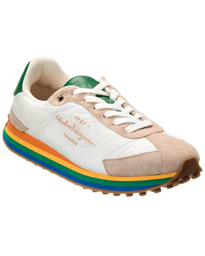 Iggy Dolmias Saddle B Suede & Leather-Trim Sneaker by Ferragamo