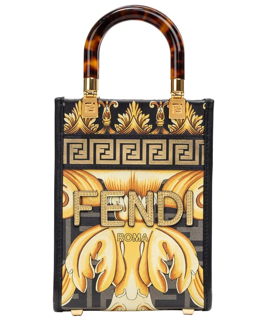 Printed Laminated Leather x Versace Fendace Convertible Sunshine Tote (authentic Pre-Loved) by FENDI