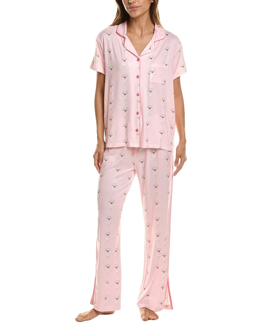 2Pc Pink Piglet Pant Pajama Set by Haute Dreamz