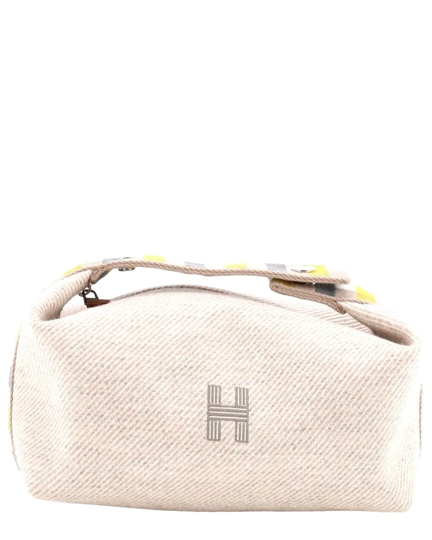 Beige Wool Bride-A-Brac Travel Case Pm (authentic Pre-Loved) by Herms
