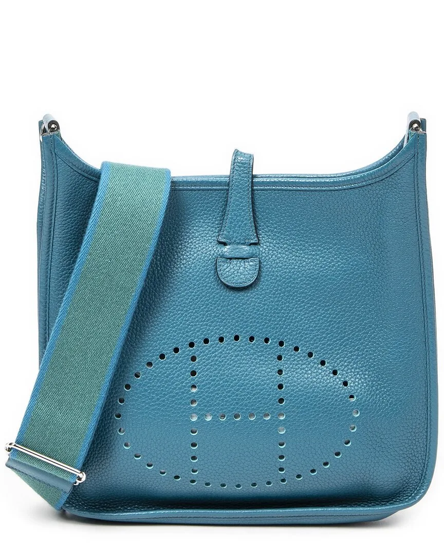 Blue Izmir Clemence Leather Evelyne Iii (authentic Pre-Loved) by Herms