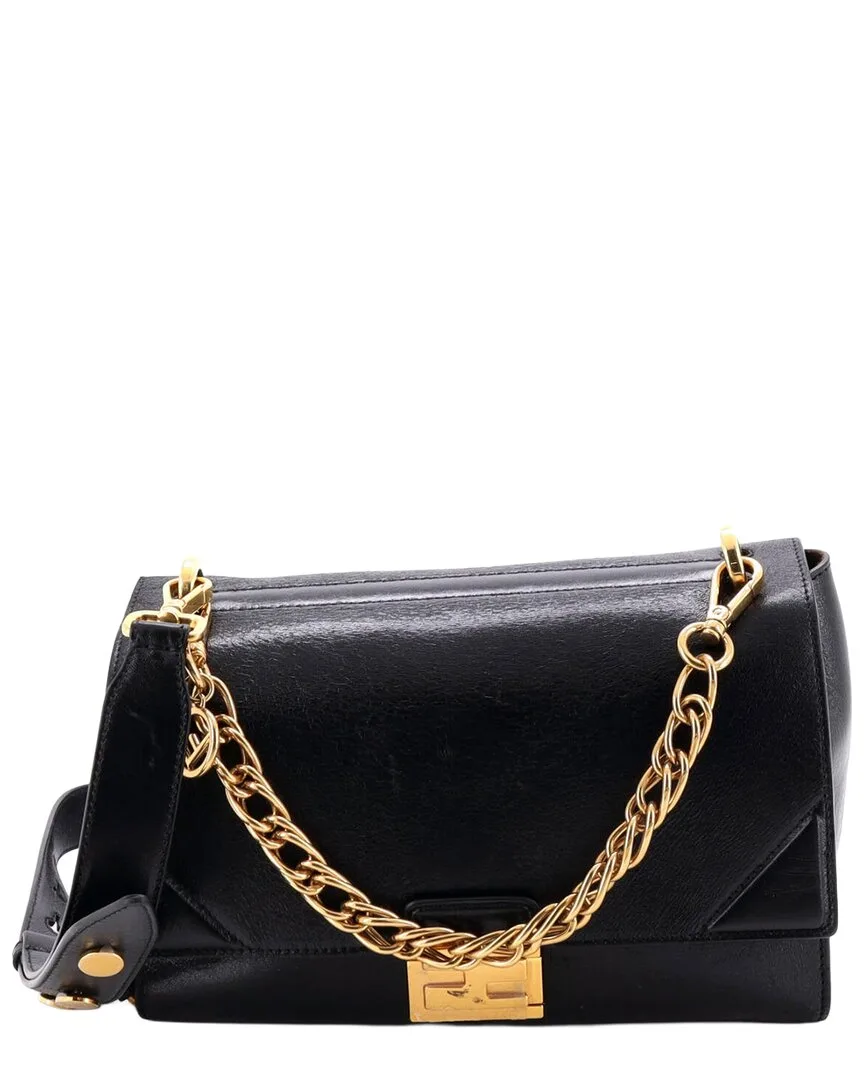 Black Leather Kan U Shoulder Bag Medium (authentic Pre-Loved) by FENDI