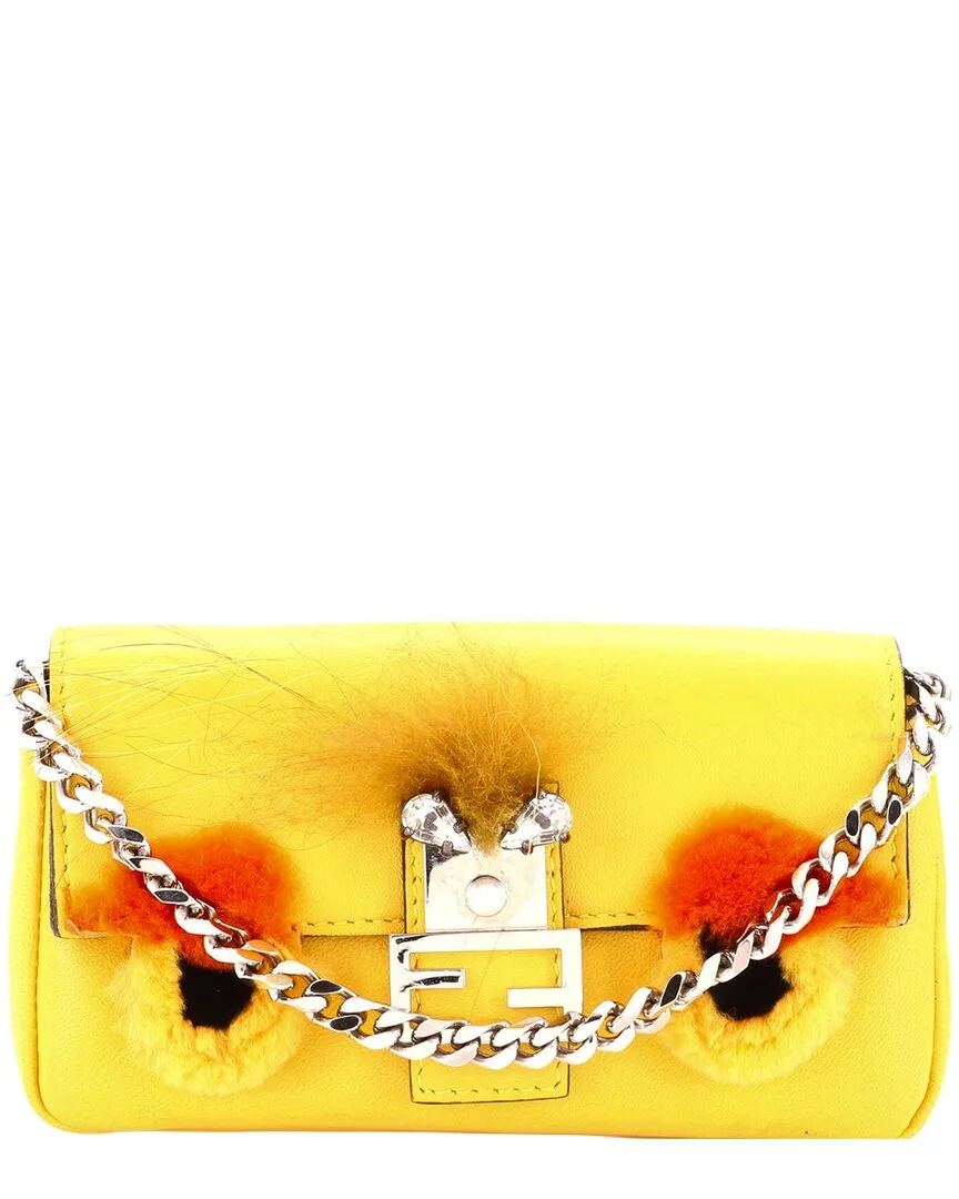 Leather & Raccoon Fur Monster Baguette Micro (authentic Pre-Loved) by FENDI