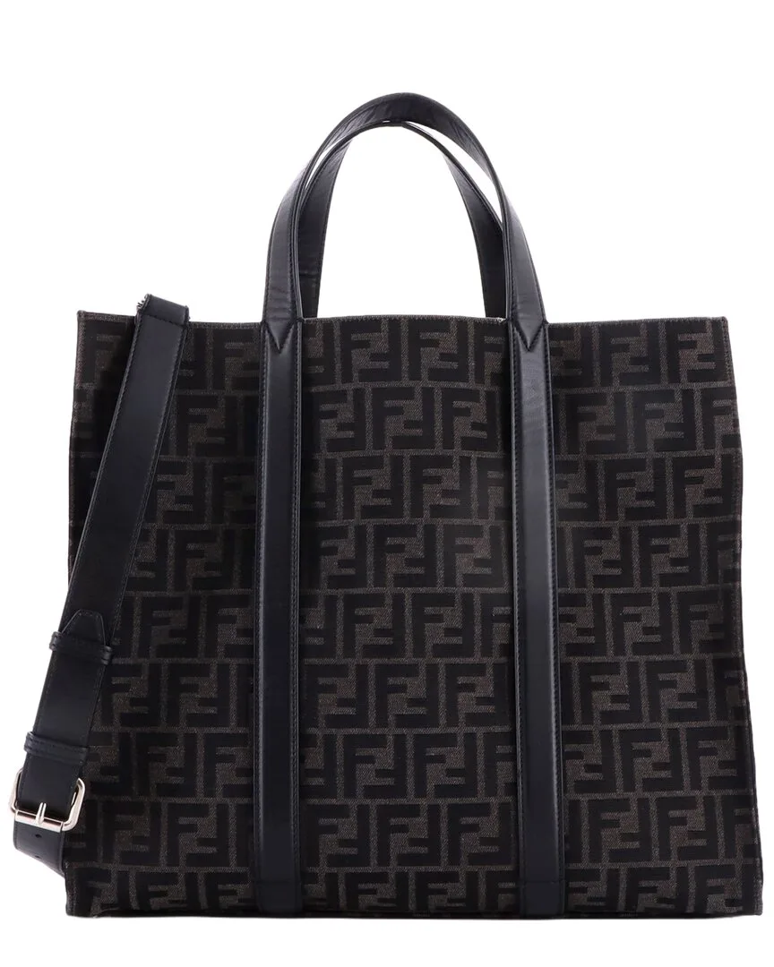 Zucca Jacquard Fabric & Leather Convertible Open Tote Large (authentic Pre-Loved) by FENDI