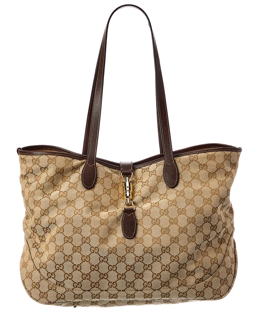 Jackie Medium Gg Canvas & Leather Tote by Gucci